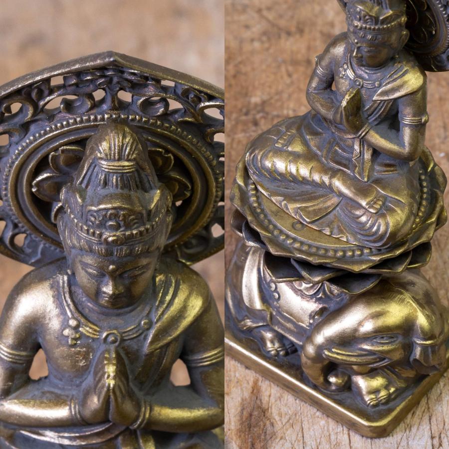 仏像 普賢菩薩 15cm（古美金仕上げ） 仏師：牧田秀雲 原型＿（辰・巳年生まれ）十二支守り本尊 高岡銅器(ふげんぼさつ)_5