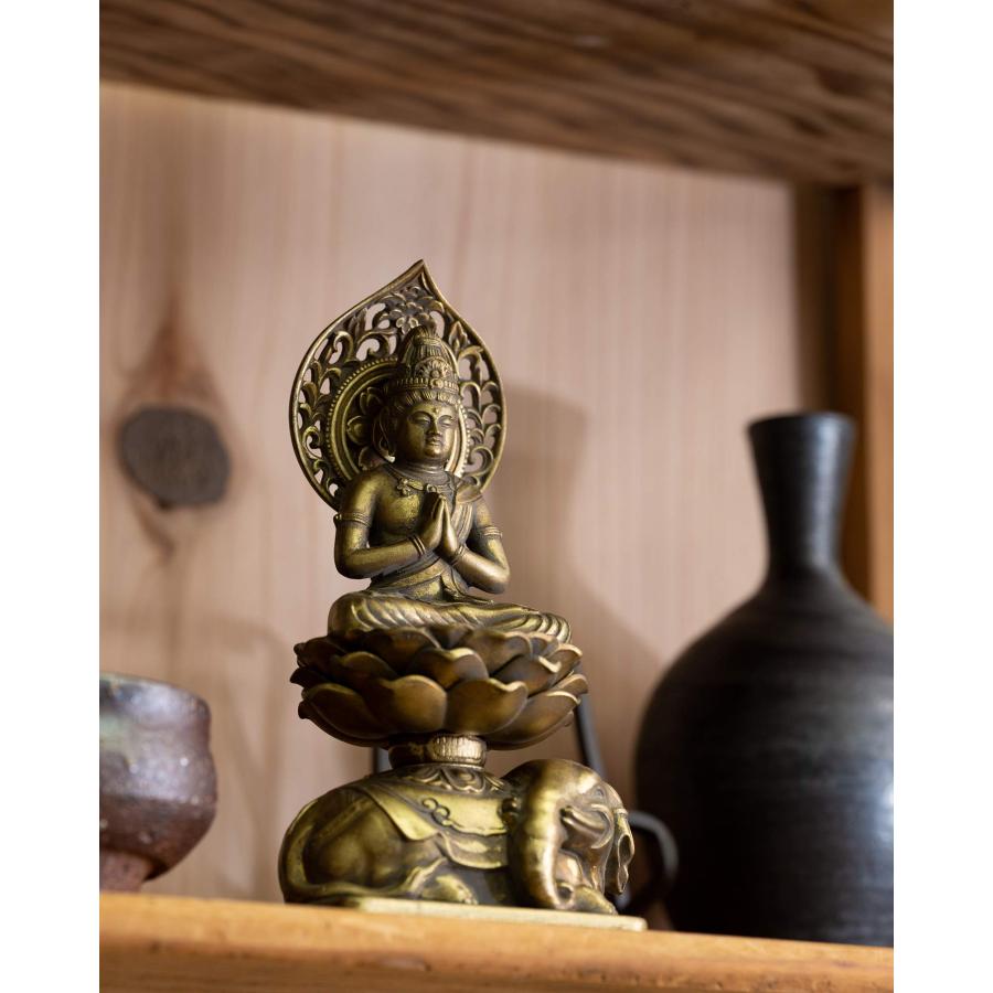 仏像 普賢菩薩 15cm（古美金仕上げ） 仏師：牧田秀雲 原型＿（辰・巳年生まれ）十二支守り本尊 高岡銅器(ふげんぼさつ)_6