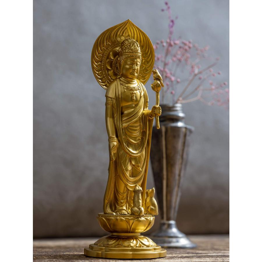 仏像 ペット観音菩薩 16cm（金色） ＿『動物守護・ペット供養』 高岡銅器(Ｐかんのん/M)_2