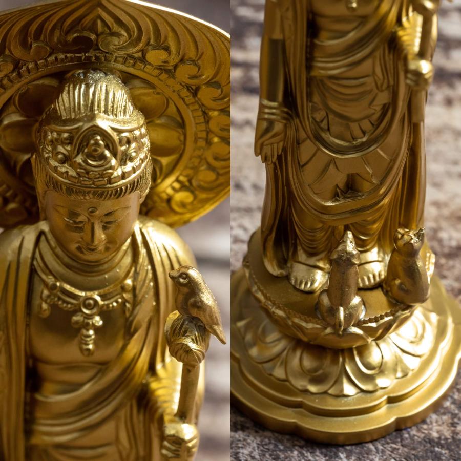 仏像 ペット観音菩薩 16cm（金色） ＿『動物守護・ペット供養』 高岡銅器(Ｐかんのん/M)_4