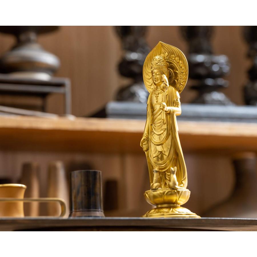 仏像 ペット観音菩薩 16cm（金色） ＿『動物守護・ペット供養』 高岡銅器(Ｐかんのん/M)_5