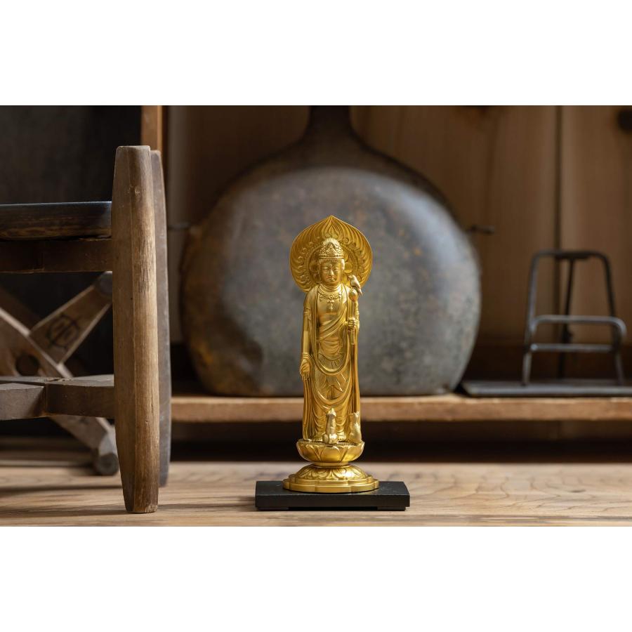 仏像 ペット観音菩薩 16cm（金色） ＿『動物守護・ペット供養』 高岡銅器(Ｐかんのん/M)_6