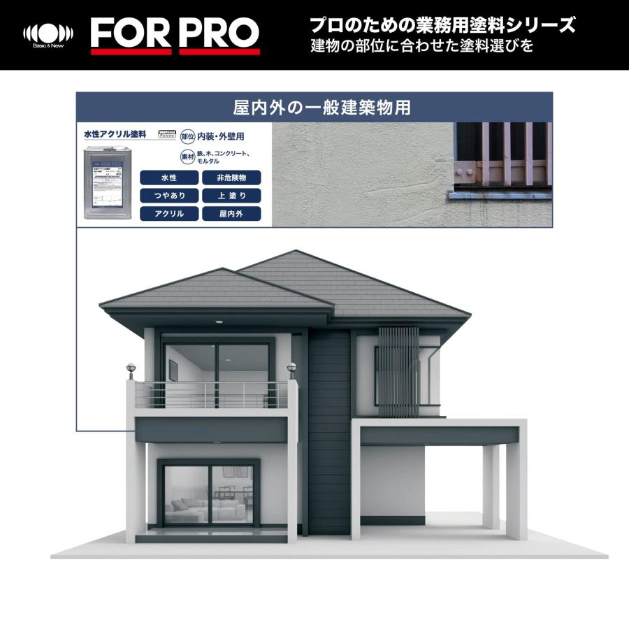 ニッペ ペンキ 塗料 FOR PRO 水性アクリル塗料 15kg 白 水性 つやあり 屋内外 日本製 4976124748622_5