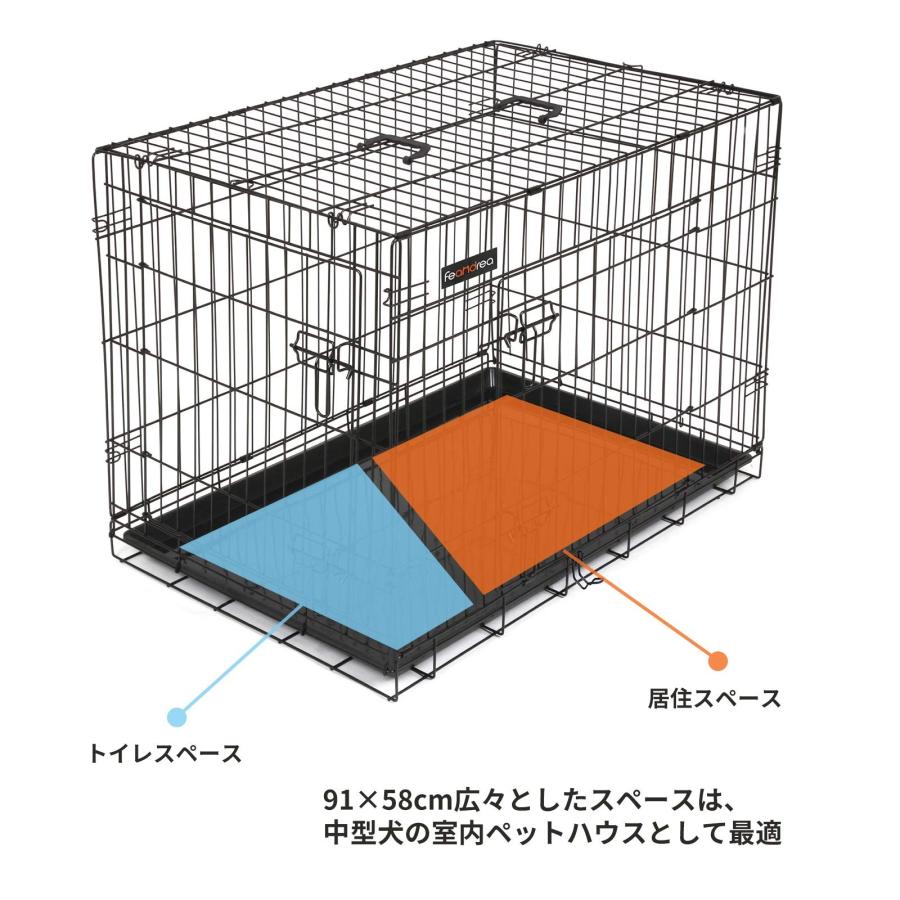 FEANDREA ペットケージ 92.5x57.5x64cm 犬ケージ ペットハウス 出入り口2つ 室内外兼用 折り畳み可 PPD36Hの画像