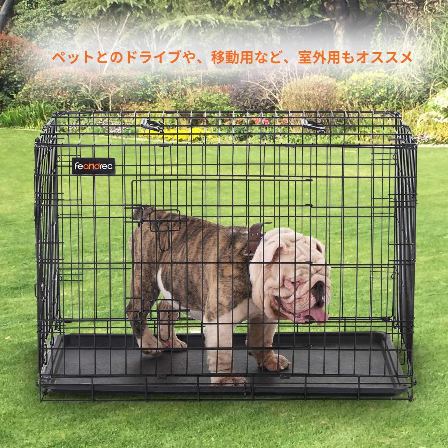 FEANDREA ペットケージ 92.5x57.5x64cm 犬ケージ ペットハウス 出入り口2つ 室内外兼用 折り畳み可 PPD36Hの画像