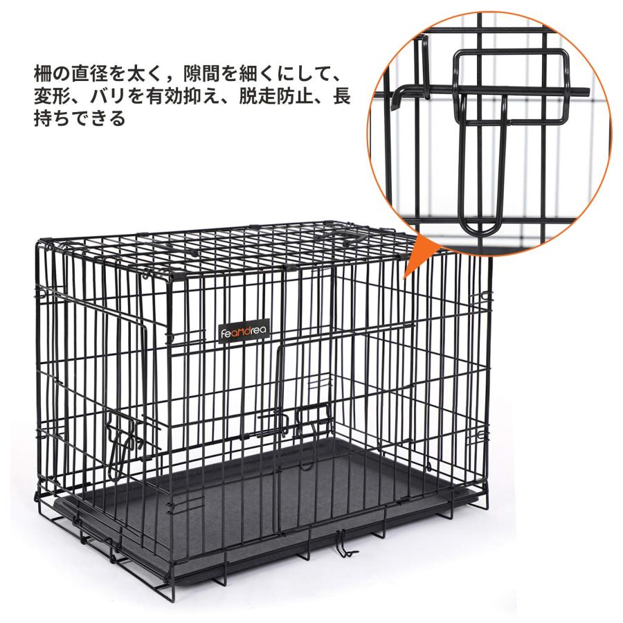 FEANDREA ペットケージ 92.5x57.5x64cm 犬ケージ ペットハウス 出入り口2つ 室内外兼用 折り畳み可 PPD36Hの画像