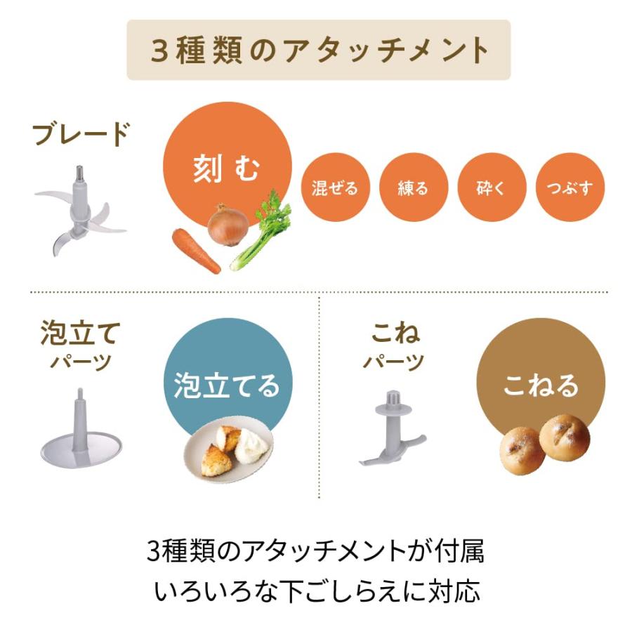 recolte レコルト フードプロセッサー コンボ 1台7役 大容量 300W 氷粉砕 肉挽き 生地こね 洗いやすい コンパクトに収納 刻む 混ぜるの画像