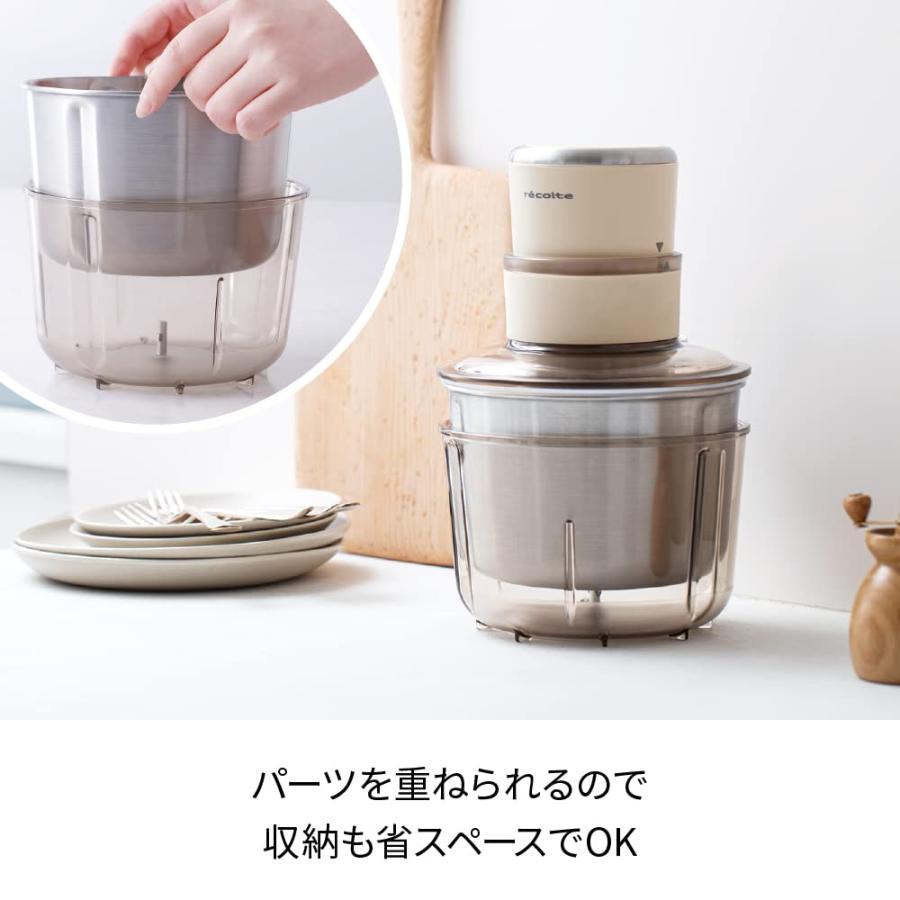 recolte レコルト フードプロセッサー コンボ 1台7役 大容量 300W 氷粉砕 肉挽き 生地こね 洗いやすい コンパクトに収納 刻む 混ぜるの画像