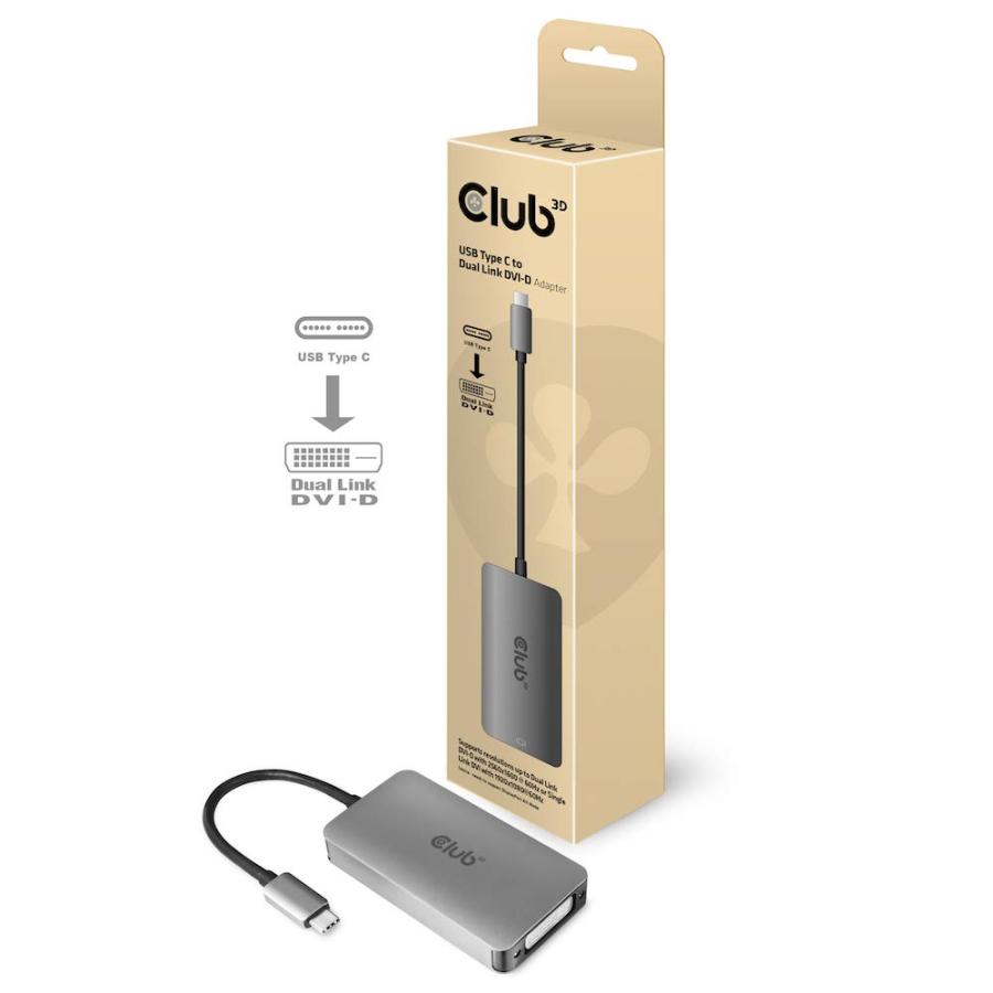 Club 3D USB Type C to DVI-D DUAL LINK Active Adapter アクティブアダプタ [HDCP ON バージ