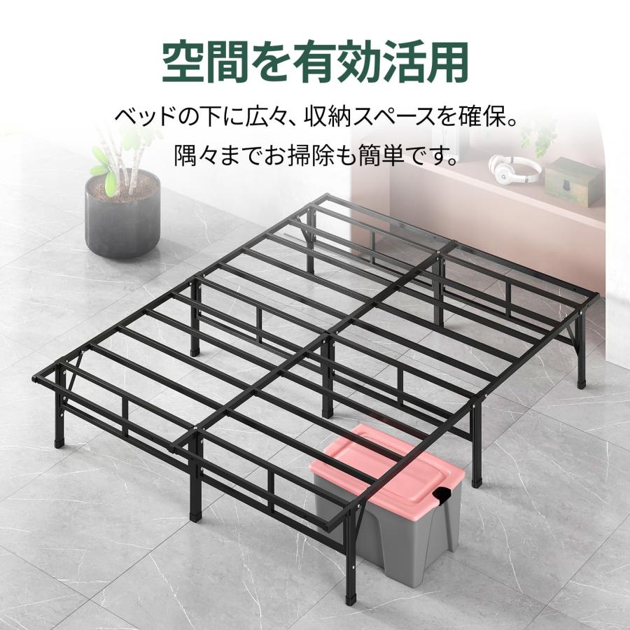 ZINUS ベッドフレーム シングル ブラック メタル すのこ 静音 ZINUS Easy to Assemble ベッドフレーム シングル ブラック メタル