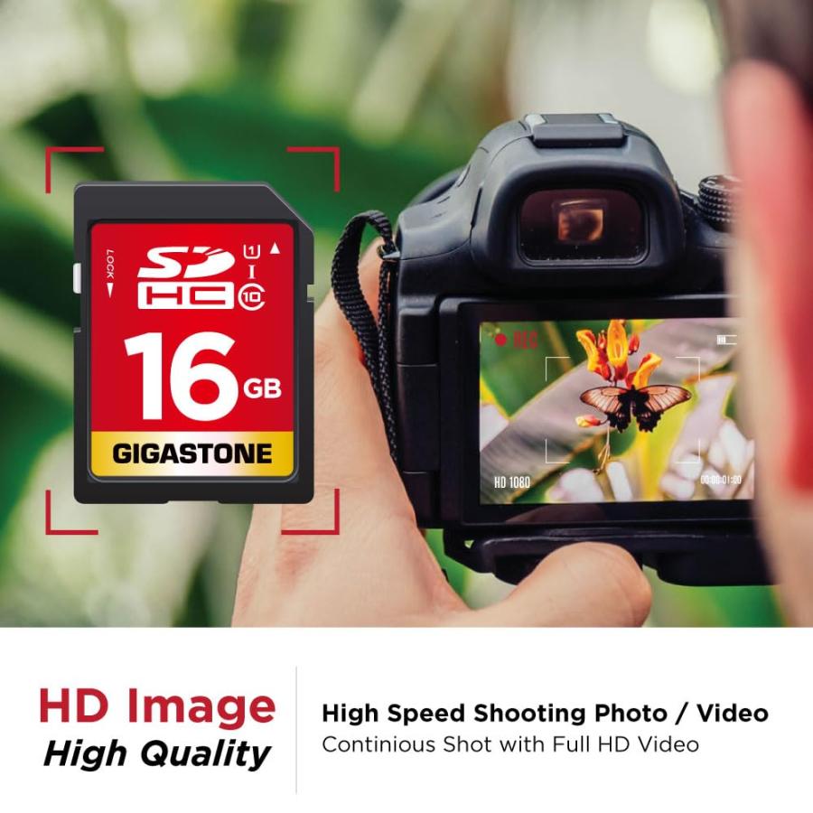 【5年保証】GIGASTONE 16GB SDカード 5個セット SDHC UHS-I U1 C10 80MB/s メモリーカード フルHD ビデオ_2