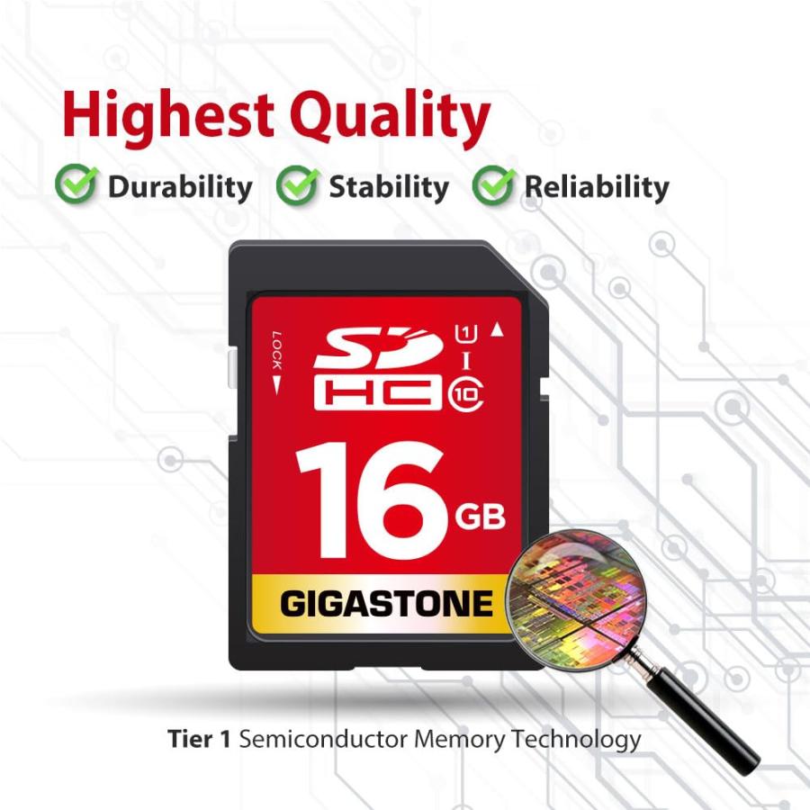 【5年保証】GIGASTONE 16GB SDカード 5個セット SDHC UHS-I U1 C10 80MB/s メモリーカード フルHD ビデオ_6
