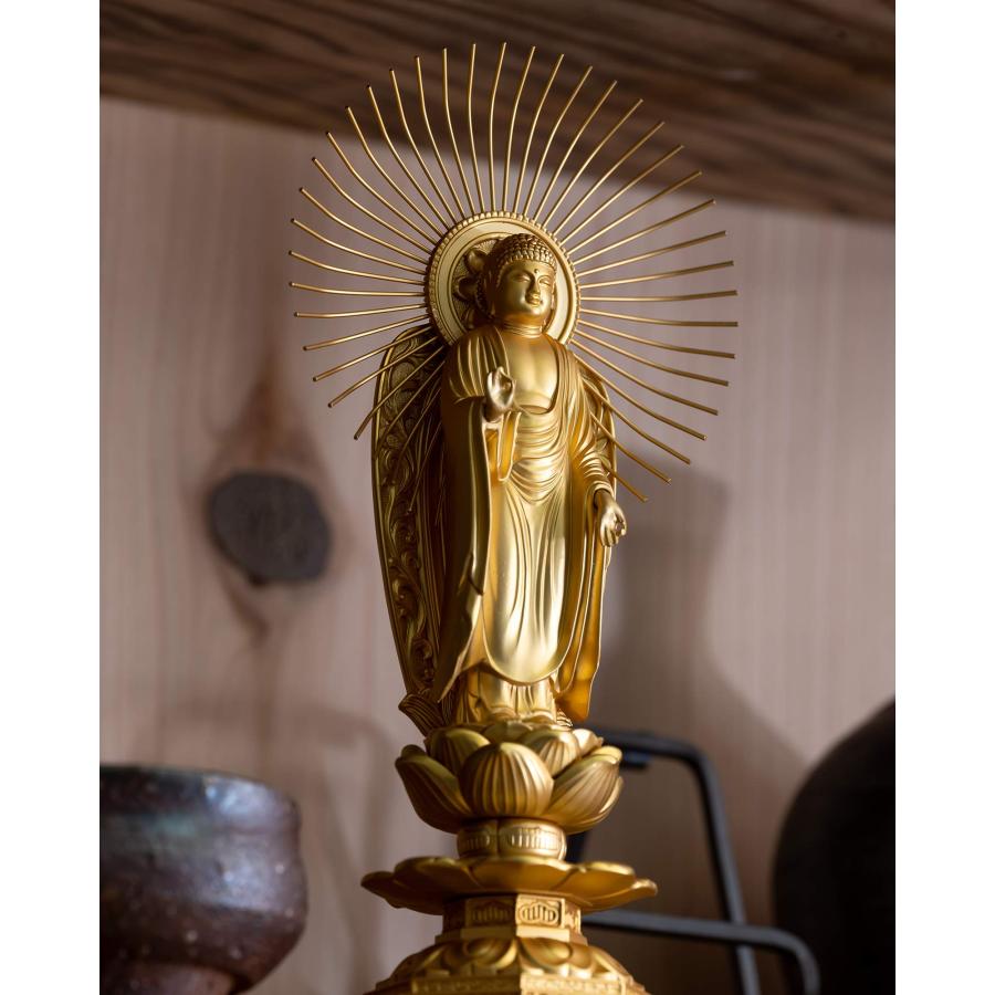 仏像 阿弥陀如来 御西用19.5cm(金メッキ/24金) 仏師：牧田秀雲 原型＿『浄土真宗本願寺派(西)』 高岡銅器(あみだにょらい西/L)