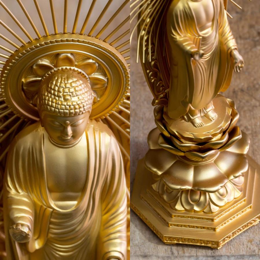 仏像 阿弥陀如来 御西用19.5cm(金メッキ/24金) 仏師：牧田秀雲 原型＿『浄土真宗本願寺派(西)』 高岡銅器(あみだにょらい西/L)