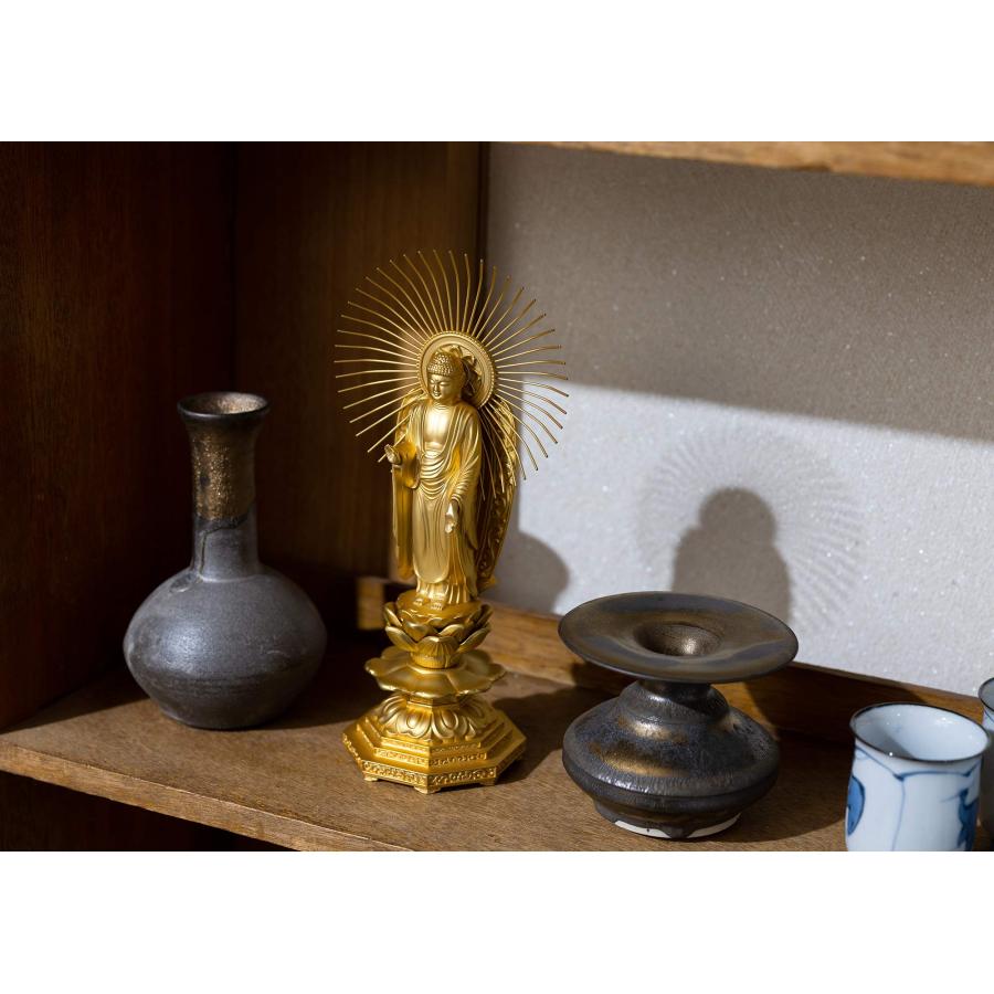 仏像 阿弥陀如来 御西用19.5cm(金メッキ/24金) 仏師：牧田秀雲 原型＿『浄土真宗本願寺派(西)』 高岡銅器(あみだにょらい西/L)