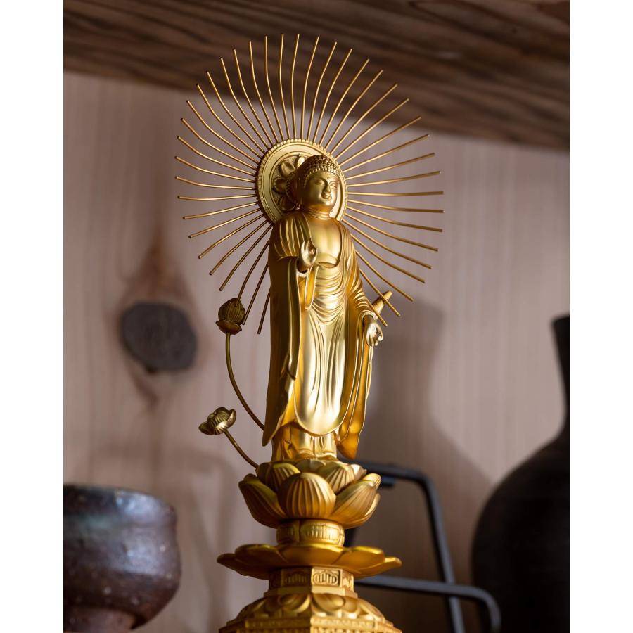 仏像 阿弥陀如来 御東用19.5cm(金メッキ/24金) 仏師：牧田秀雲 原型＿『浄土真宗大谷派(東)』 高岡銅器(あみだにょらい東/L)