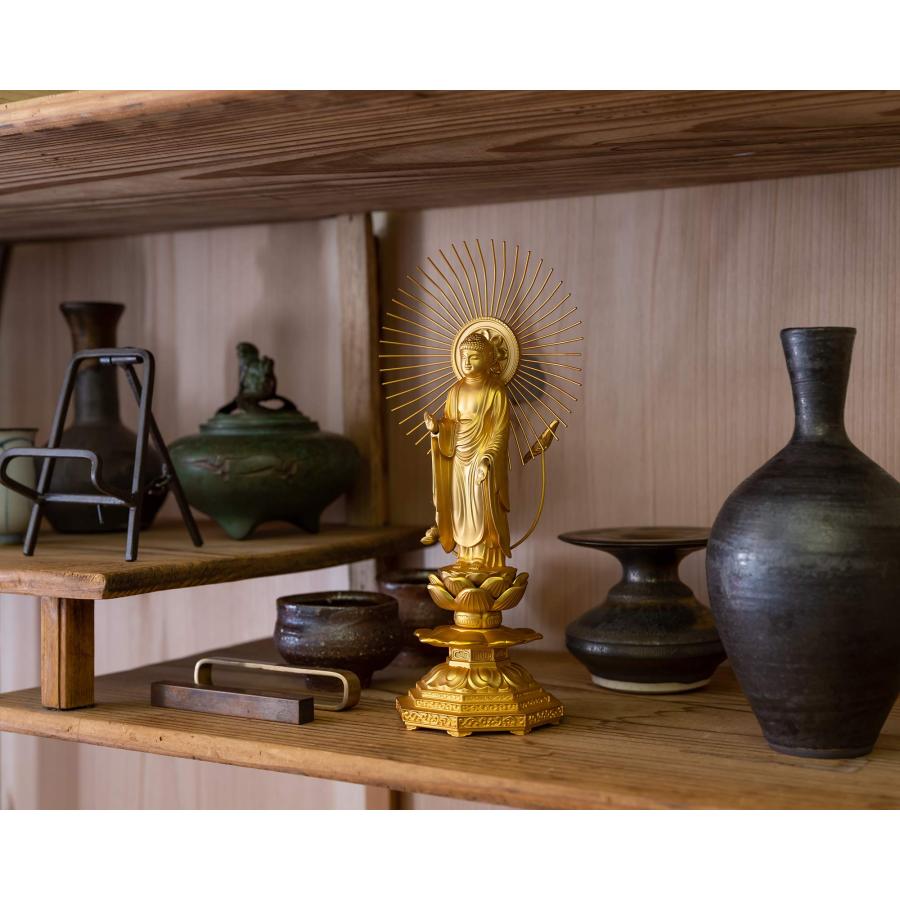 仏像 阿弥陀如来 御東用19.5cm(金メッキ/24金) 仏師：牧田秀雲 原型＿『浄土真宗大谷派(東)』 高岡銅器(あみだにょらい東/L)