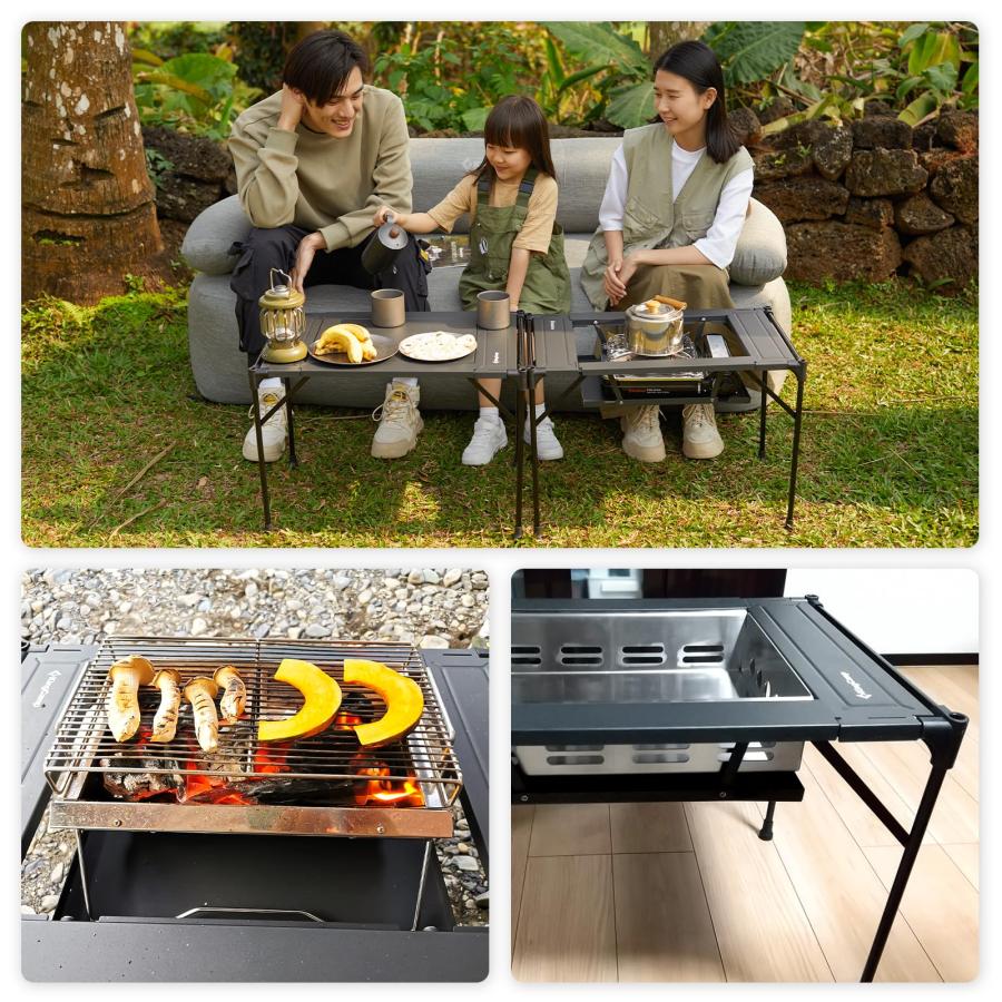 KingCamp キャンプ テーブル 2WAY 焚き火台\u0026テーブル バーベキュー IGT対応 アルミ 軽量 2.1kg 折りたたみ 連結可能 耐熱 耐の画像