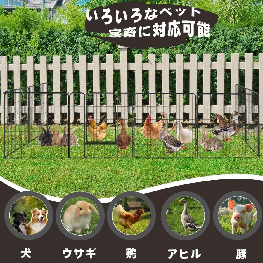 DUDULIFE ペットサークル 折りたたみ式 ペットフェンス 扉付き 形組み換え可能 室内外兼用 高さ 80cm パネル 8枚 小型/中型 犬・小動_5