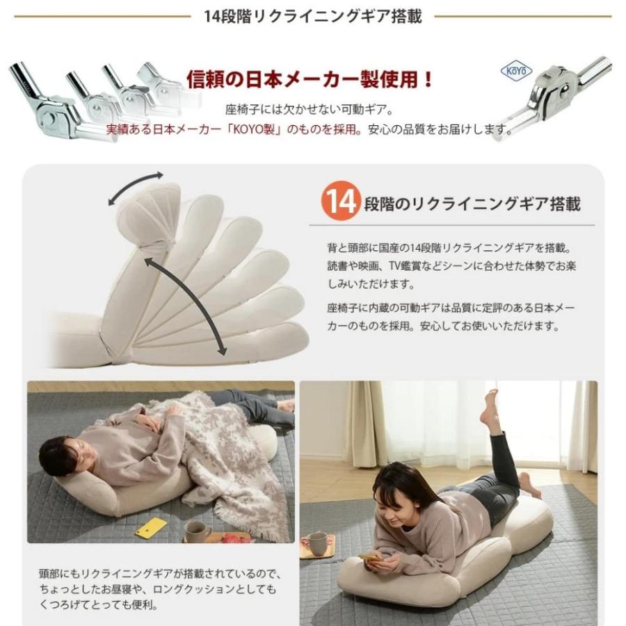 セルタン 座椅子 高反発 ポケットコイル ワイド あぐら アッシュグレー ヘッドリクライニング 日本製 A974p-625GRY_5