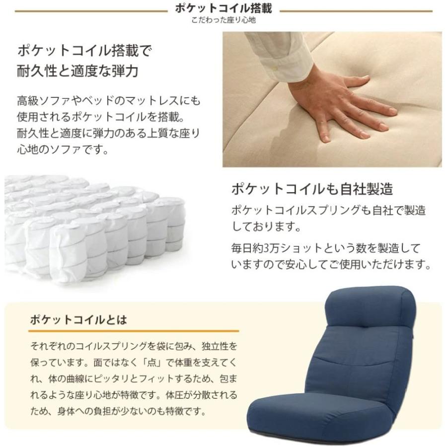 セルタン 座椅子 高反発 ポケットコイル ワイド あぐら アッシュグレー ヘッドリクライニング 日本製 A974p-625GRY_6