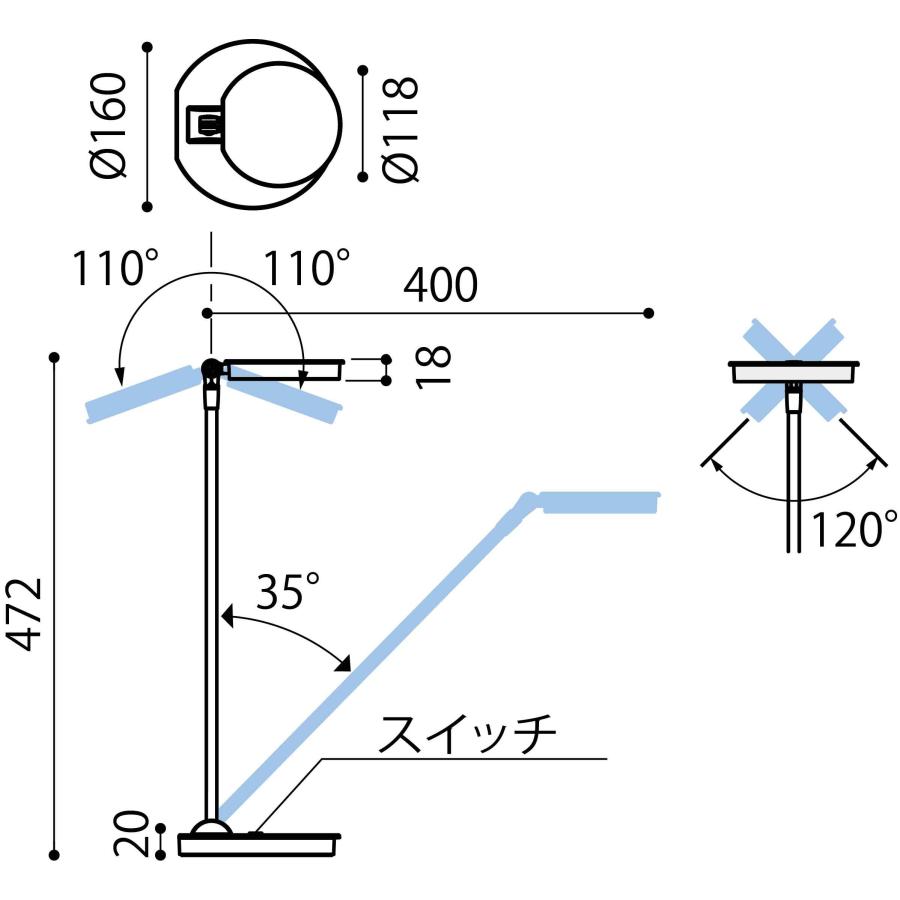 山田照明 Zライト 高演色LED 肌色きれい ホワイト Z-8N W セード幅160×118mm・全高472mm_5