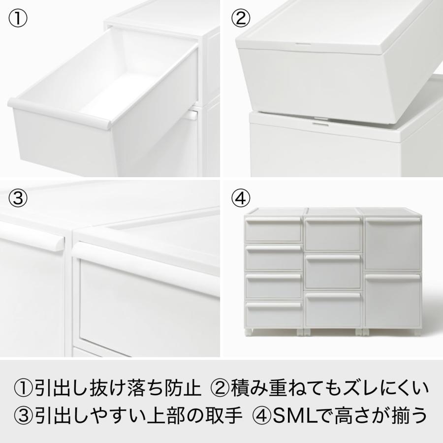 ライクイット (like-it) 収納ボックス 約幅32×奥52×高62.6cm 日本製 クローゼットシステム 引出し (L) 2個組 オールホワイト_4