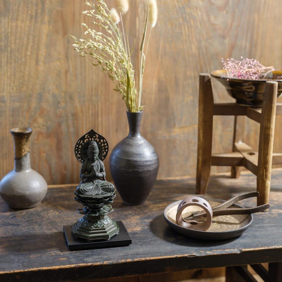 仏像 勢至菩薩 15cm （古美青銅） 仏師：牧田秀雲 原型＿（午年生まれ）十二支守り本尊 干支 高岡銅器KS(せいしぼさつ)_1