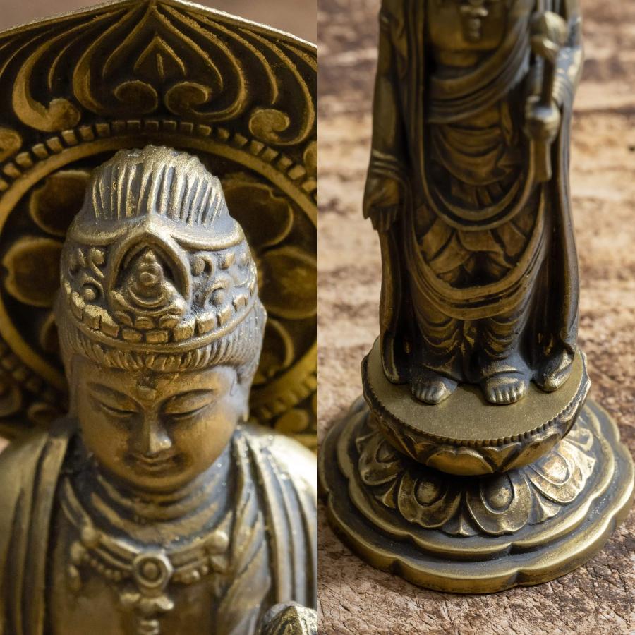 仏像 聖観音菩薩 16cm （古美金） 仏師：牧田秀雲 原型＿『天台宗