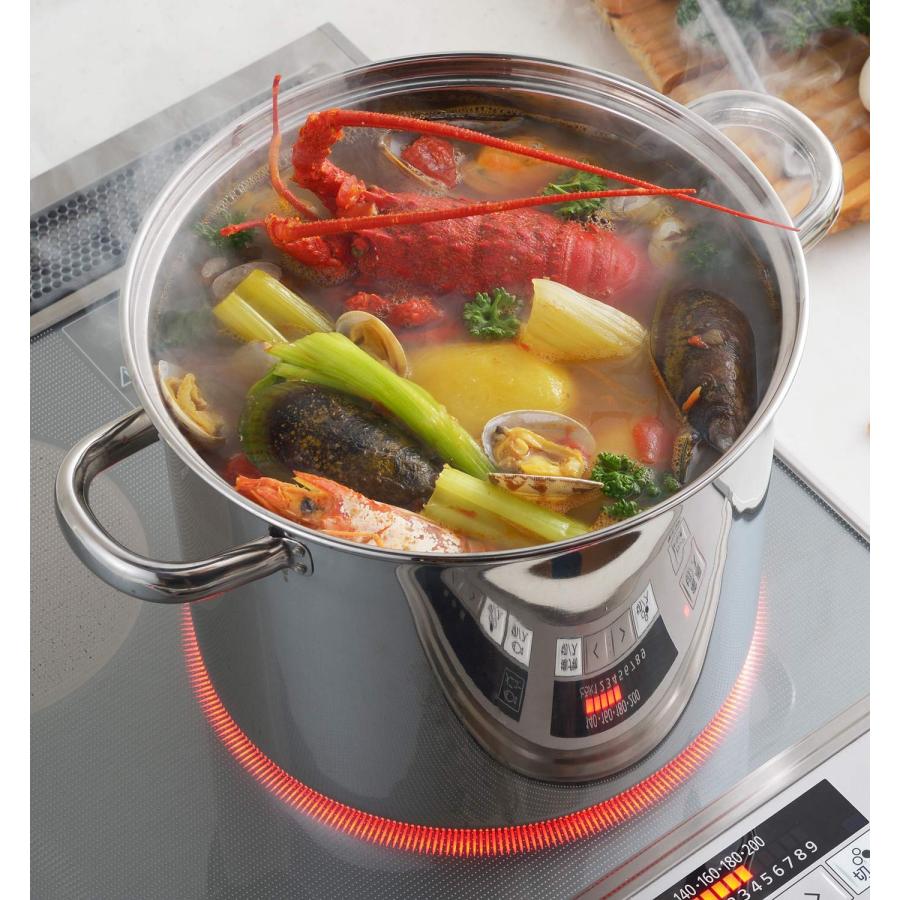 ヨシカワ パスタポット 両手鍋 22cm 7.3L ガラス蓋付き 湯切り付き ステンレス IH・ガス火対応 トスカーナ SJ3120_5
