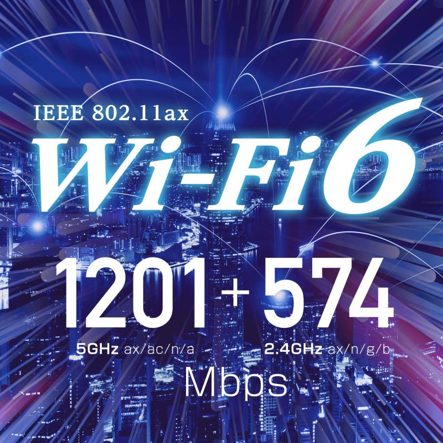 アイ・オー・データ WiFi 無線LAN ルーター 11ax 最新規格 Wi-Fi6 AX1800 1201+574Mbps IPv6 3階建/4LDの画像