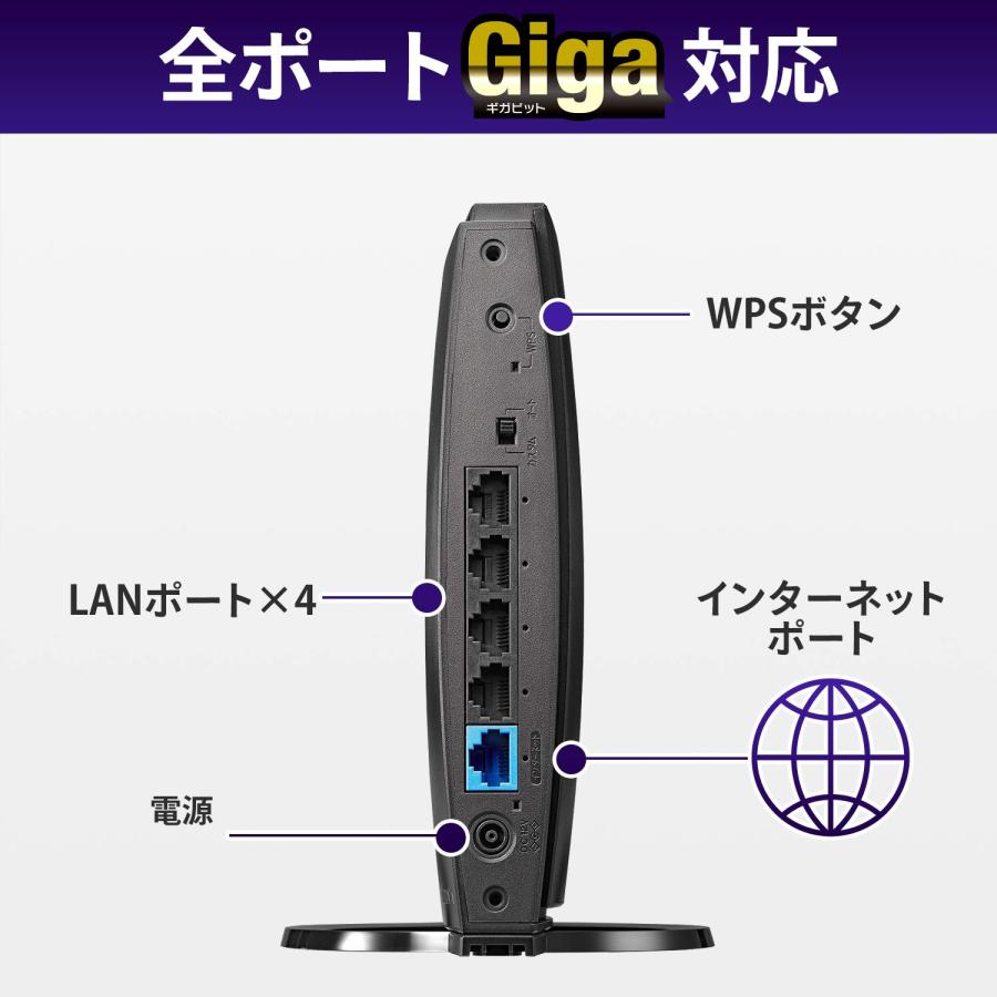 アイ・オー・データ WiFi 無線LAN ルーター 11ax 最新規格 Wi-Fi6 AX1800 1201+574Mbps IPv6 3階建/4LDの画像