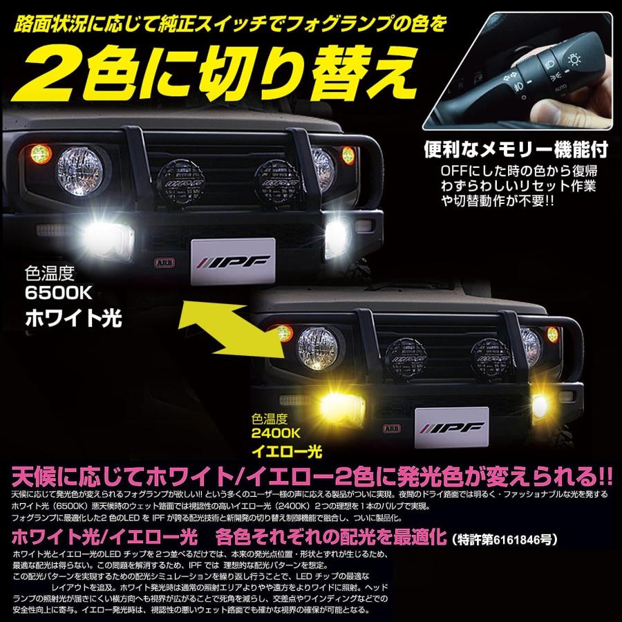 IPF フォグランプ LED 車用 H8 H11 H16 2500lm 2色切替 ホワイト(6500K