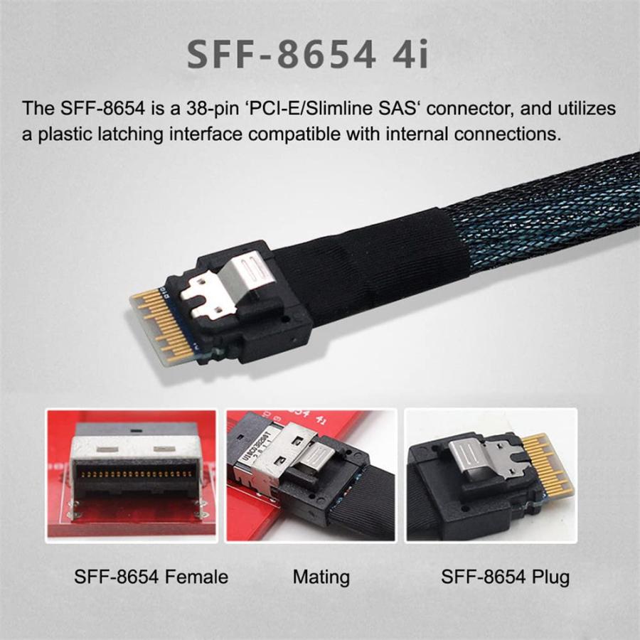 Xiwai U.2 U2 SFF-8639 から Slimline SFF-8654 4i NVME PCIe SSDケーブル メインボードSSD 7