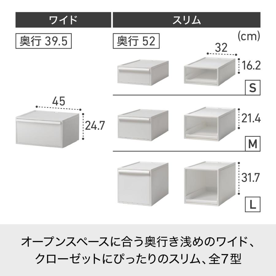 ライクイット (like-it) 収納ボックス 約幅32×奥52×高62.6cm 日本製 クローゼットシステム 引出し (L) 2個組 オールグレー_2