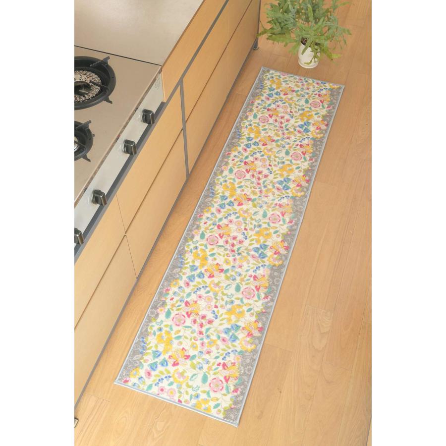 川島織物セルコン MINTON ミントン キッチンマット ガーデンナチュール ライトグレー 50×240cm FT1230の画像