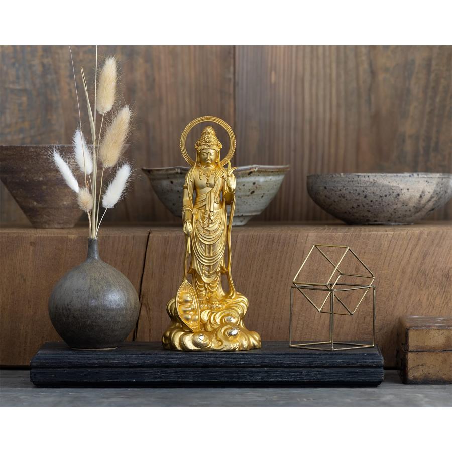 仏像 慈母観音菩薩 20cm（金メッキ/24金）仏師：牧田秀雲 原型＿子安観音 子育て観音 高岡銅器(じぼかんのんぼさつ/L)_1
