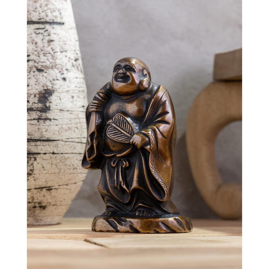 吉兆七福神 布袋（銅製/上味色）仏師：旭峰 原型＿仏像 置物 七福神 高岡銅器 (ほてい7Fjomi)の画像