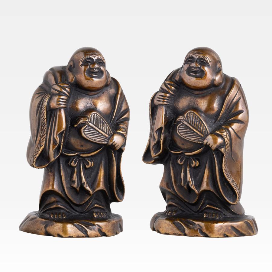 吉兆七福神 布袋（銅製/上味色）仏師：旭峰 原型＿仏像 置物 七福神 高岡銅器 (ほてい7Fjomi)の画像