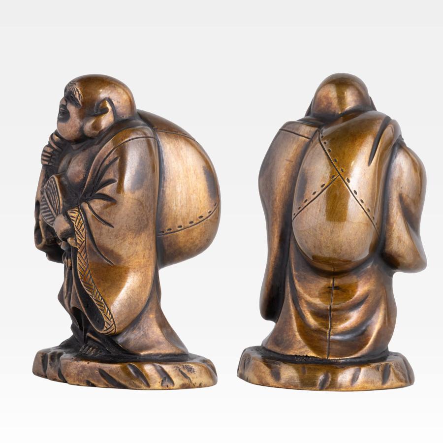 吉兆七福神 布袋（銅製/上味色）仏師：旭峰 原型＿仏像 置物 七福神 高岡銅器 (ほてい7Fjomi)の画像