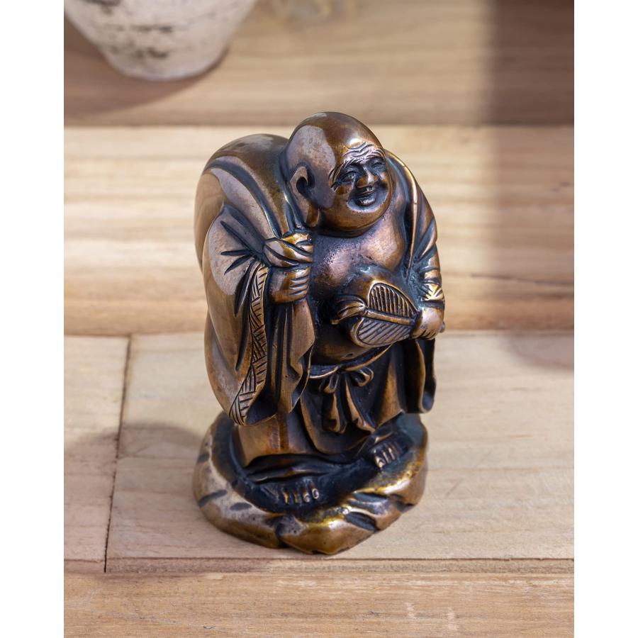 吉兆七福神 布袋（銅製/上味色）仏師：旭峰 原型＿仏像 置物 七福神 高岡銅器 (ほてい7Fjomi)の画像