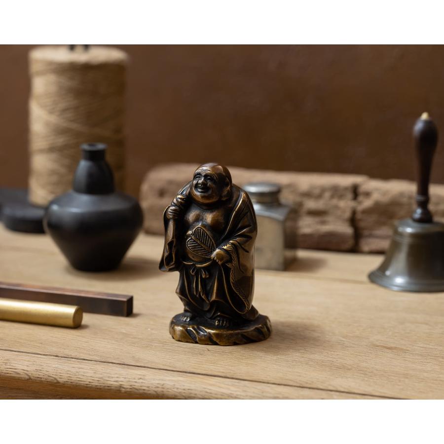 吉兆七福神 布袋（銅製/上味色）仏師：旭峰 原型＿仏像 置物 七福神 高岡銅器 (ほてい7Fjomi)の画像