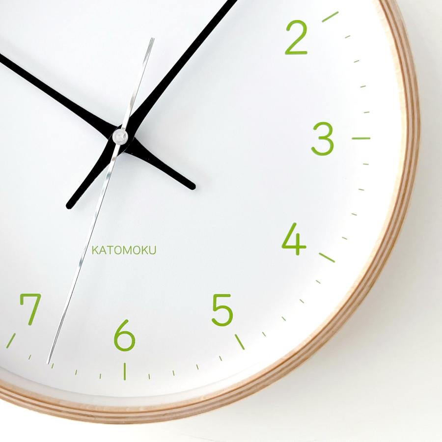 KATOMOKU plywood clock 22 ライトグリーン km-121LGRC 掛け時計 連続