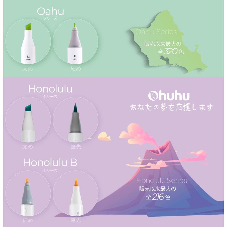 Ohuhu マーカーペン 120色121本 パステル 太細両端 イラストマーカーペン プロ イラスト アルコール ブレンダーペン付き カラー Bセット_6