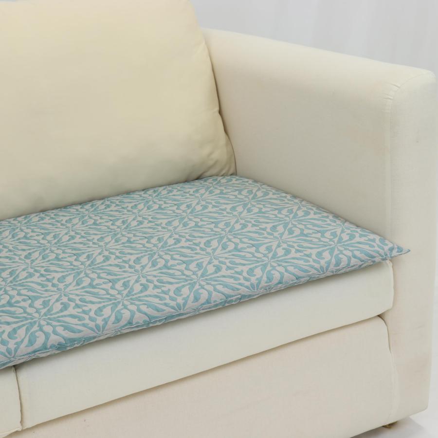 川島織物セルコン Selegranceセレグランス ロングシートクッション バスティーユ LN1407 サイズ：46x150cm 色：ブルーグリーンの画像