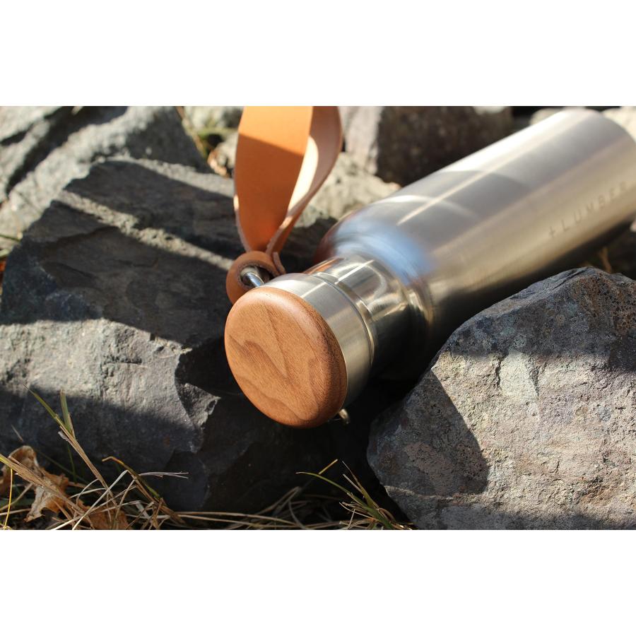 +LUMBER by Hacoa THERMO BOTTLE ステンレス素材の水筒に銘木を組み合わせたおしゃれなサーモボトル（革ストラップ付き） (Cの画像