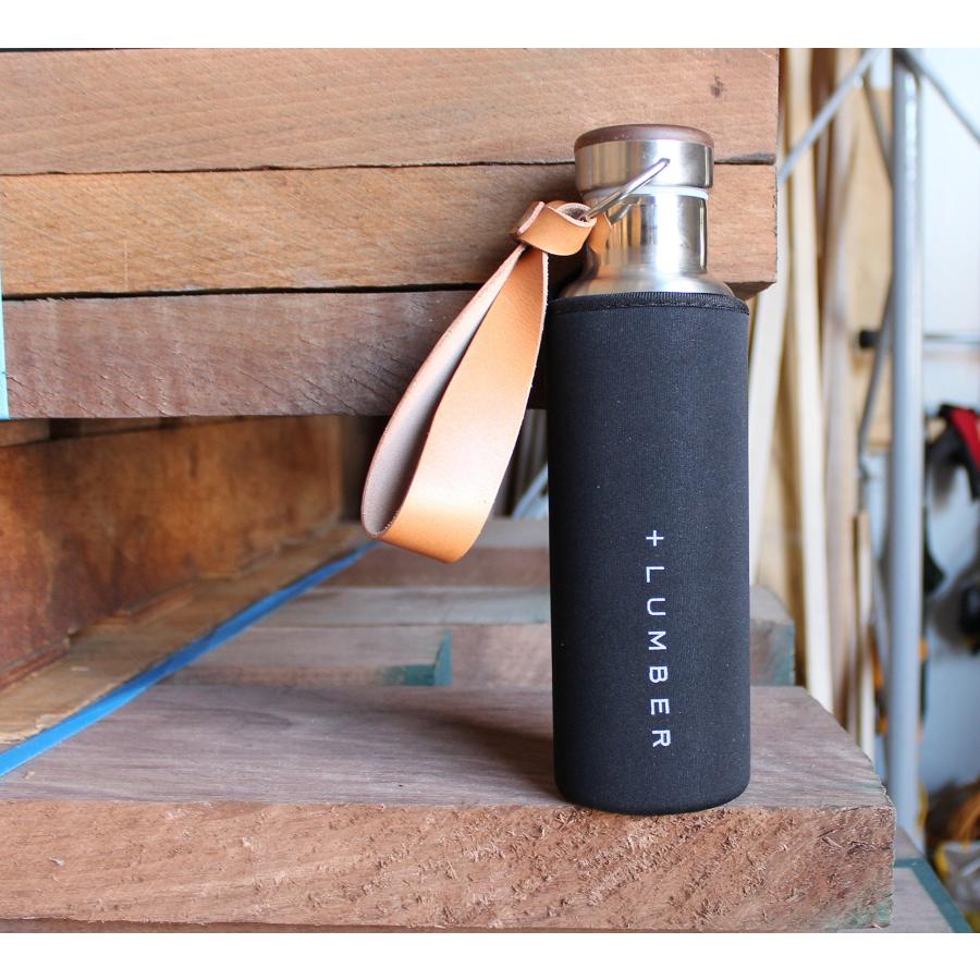 +LUMBER by Hacoa THERMO BOTTLE ステンレス素材の水筒に銘木を組み合わせたおしゃれなサーモボトル（革ストラップ付き） (Cの画像