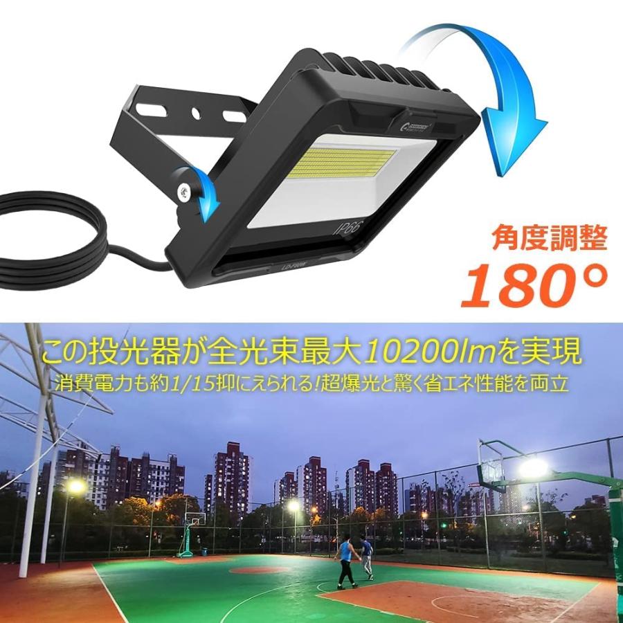 グッド・グッズ 60W LED 投光器 昼白色 100V対応 IP66 防水 ledライト ワークライト 高輝度 省エネ 120°広角照明 フラッドラ_6