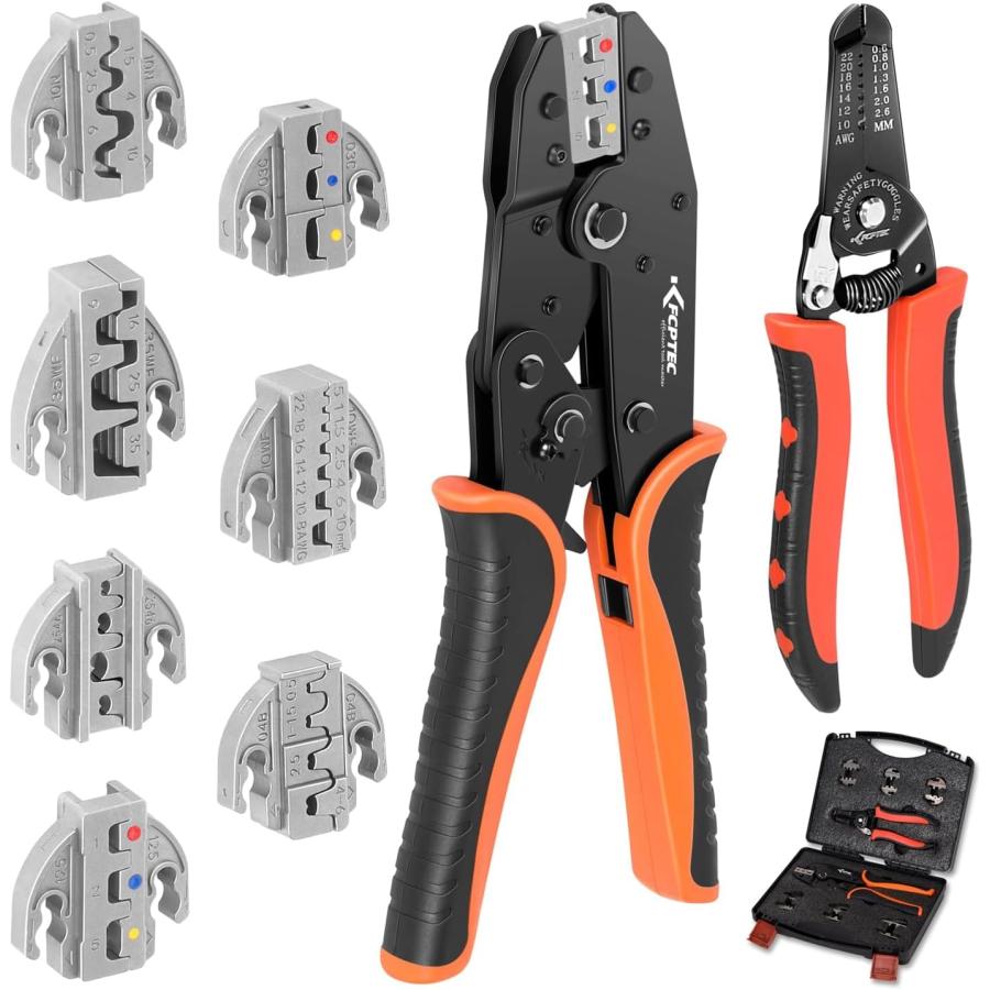 KF CPTEC 圧着工具セット 9点組 ? 熱収縮端子・オープンバレル端子