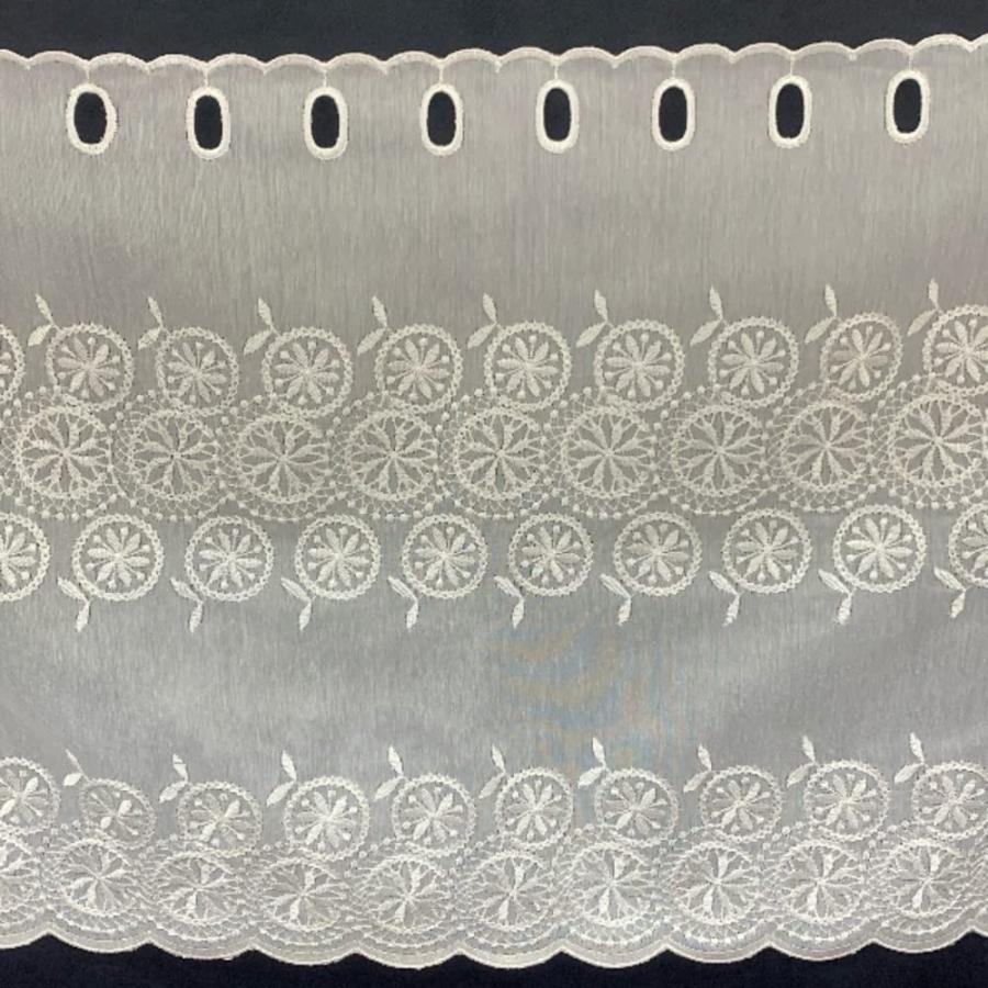 INTERIX 刺繍レース 小窓 日本縫製 幅100cm丈45cm カフェカーテン